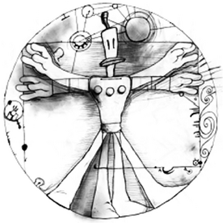Vitruvian-style pencil illustration of Klaymen, from The Neverhood